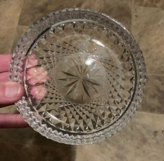 Vtg.  Waterford Crystal Colleen Wine Bottle Coaster/ Round Butter Dish Signed 5 "