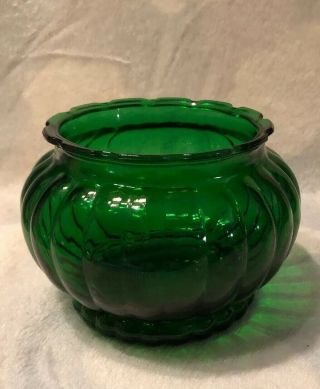 Vintage Round Emerald Green Glass Bowl Vase Planter A.  L.  R.  Co.  1950 