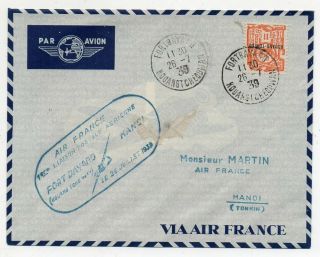 1939 China Kwangchowan To Vietnam First Flight Cover,  France Offices