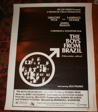 The Boys From Brazil Movie Poster 30 X 40 1978 Gregory Peck