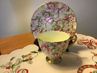 Vintage Shelley Maytime Chintz Ripon Shaped Cup And Saucer