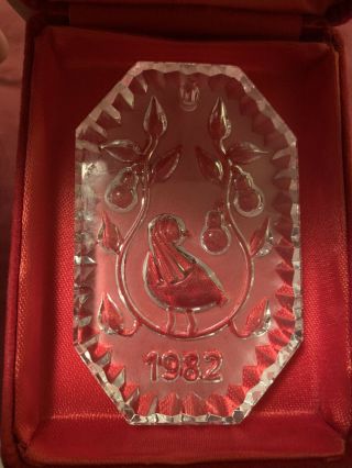 Waterford Crystal 12 Days Of Christmas Ornament 1982 Partridge In Pear Tree Rare