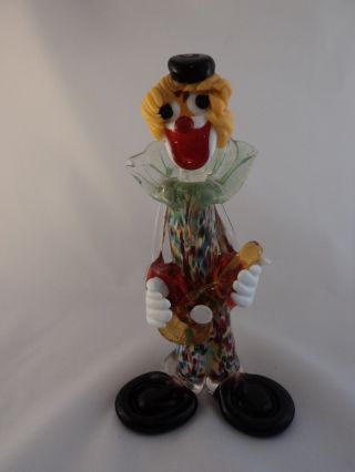Vintage Minty Murano Clown With Guitar Label Mid Century Modern Mcm