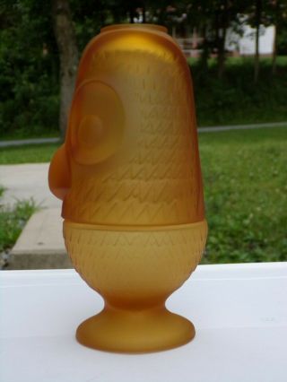 Viking Glass Amber Satin Frost 2 Piece Owl Candle Fairy Lamp Glimmer 2