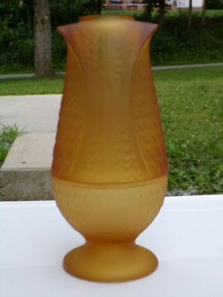 Viking Glass Amber Satin Frost 2 Piece Owl Candle Fairy Lamp Glimmer 3