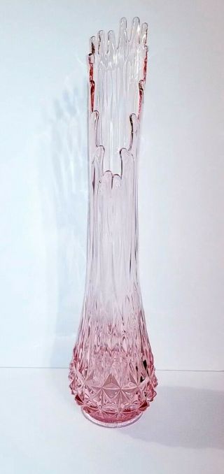 L E Smith Viking Glass Stretch Swung Vase 26 " T Massive Retro Mcm