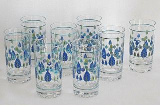 8 Marcrest Stetson Swiss Alpine Chalet Glasses Glass Tumblers 4 - 7/8 " Pristine
