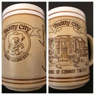 Vtg Signed Twitty City Home Of Conway Twitty Tn Ceramic Mug Stein Souvenir 6”