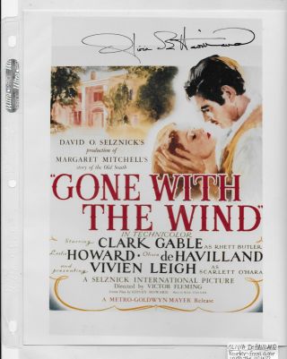 Gone With The Wind - Olivia De Havilland - Orig Sig Autographed 8x10 Photo -