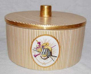 A Mottahedeh Design Lidded Dish Bowl Container S5354 - Italy Gold & Biscuit Lid