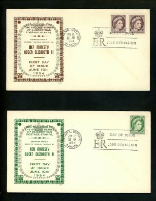 Postal History Canada Fdc 337 - 343 Jcr Qeii 1954 Ottawa On Set Of 7