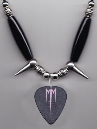 Marilyn Manson Jason Sutter Black/pink Guitar Pick Necklace - 2013 Tour
