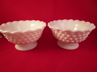 Vintage Fenton Milk Glass Hobnail Candle Holder Bowls
