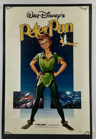 Peter Pan Movie Poster (veryfine) One Sheet 1982 Rerelease Disney 125