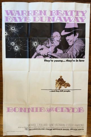 1967 One Sheet: Bonnie And Clyde - Warren Beatty,  Faye Dunaway