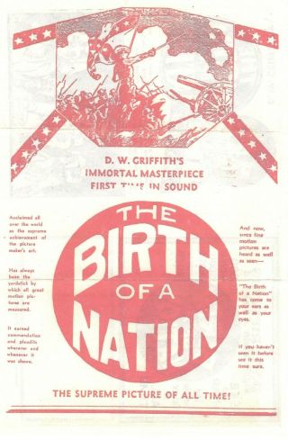 The Birth Of A Nation Ku Klux Klan Kkk Dw Griffith Re - Release Ad Flyer