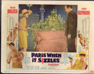 Audrey Hepburn William Holden Paris When It Sizzles 1964 Orig Lobby Card 1834