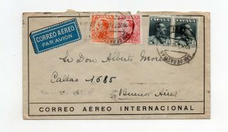 Spain,  1930 Airmail Cover To Buenos Aires Plane Delayed Mention On Back