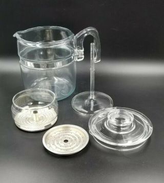 VINTAGE FLAMEWARE PYREX GLASS 9 CUP COFFEE POT PERCOLATOR COMPLETE 7759 29 3