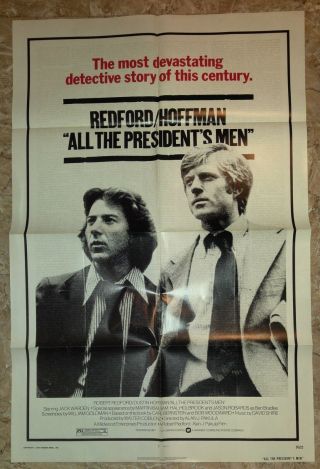 1976 All The Presidents Men 27x41 " 1 - Sh Movie Poster Fn,  6.  5 Robert Redford
