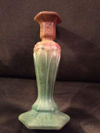 Rare Mat Brush Amaryllis Ohio Arts & Crafts Pottery Vase Candleholder