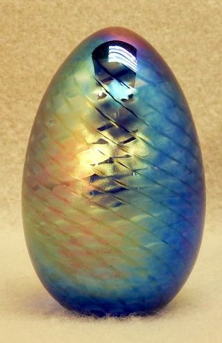 1984 Mt St Helens Iridized Optic Glass Egg Paperweight (g187)