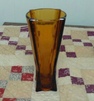 Anchor Hocking Vintage Mid Century Amber Glass Atomic Rocket Vase