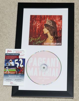 Kacey Musgraves Signed " Pageant Material " Cd Signed And Framed,  Jsa Ff10523
