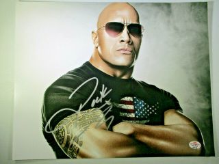 Dwayne " The Rock " Johnson / Autographed 8x10 Publicity Photo In Top Loader /