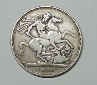 Great Britain Crown 1889.  0.  925 Silver.  Queen Victoria