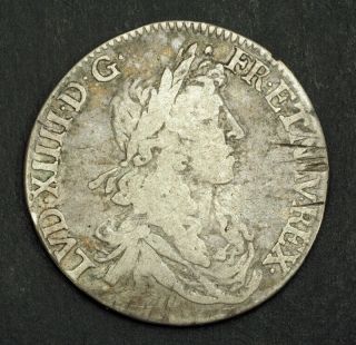1660,  Royal France,  Louis Xiv.  Silver 1/2 Ecu (½ French Dollar) Coin.  Bayonne
