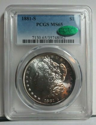1881 S Morgan Silver Dollar Pcgs Ms65 Cac - Toning On Rim