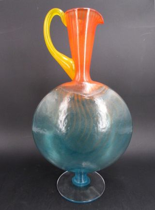 Large Signed Kjell Engman Kosta Boda Art Glass " Bonbon " Ewer / Pitcher 89066