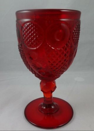 Vintage L.  G.  Wright Horn Of Plenty Aka Comet Red Goblet 6 Inch Water Goblet