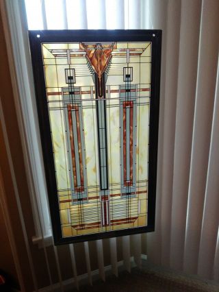 Frank Lloyd Wright - Bradley House Skylight - Art Deco Stained Glass Panel