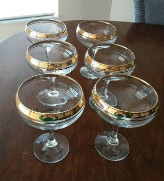 Set Of 6 Gold Rimmed Champagne Glasses $18 Vintage?