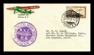 Dr Jim Stamps Mexico Airmail Postal Service Flight Los Angeles Cover