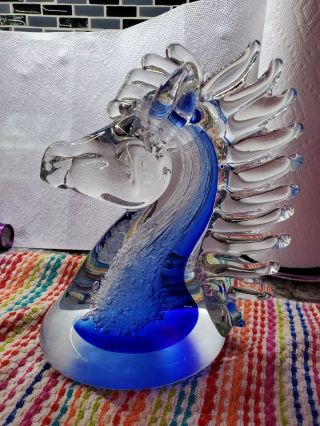 Absolutely Stunning 9 " Tall Murano Glass Horse Head Statue