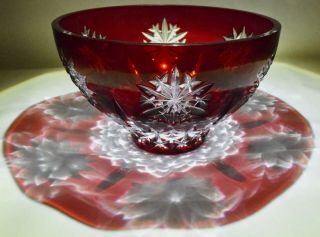 Waterford Snow Crystal Ruby Red 6 " Bowl Made In Hungary