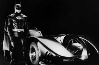 Batman Michael Keaton Classic Pose By Batmobile 24x36 Poster