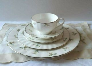 5 Piece Place Setting Gorham Lady Anne Fine China Platinum Trim With Tags