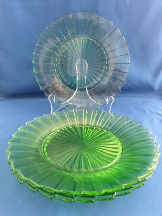 Sierra Pinwheel Green Depression Glass Jeanette Set Of 4 Dinner Plates