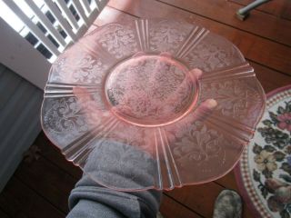 Large,  Lovely [11.  5 " ] Pink Depression Glass Cake Plate Serving Platter