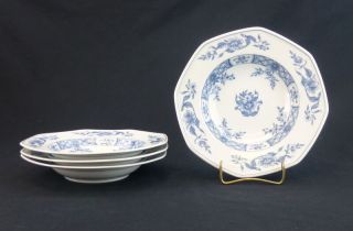 Villeroy And Boch China Blue Set Of 4 Rimmed Soup Cereal Bowls Germany Heinrich