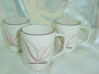 Three Rare Winfield Ware Dragon Flower Pottery China Coffee Mugs