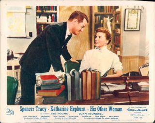 His Other Woman Desk Set Lobby Card Katharine Hepburn Gig Young