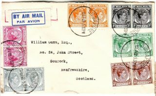 1940s Asia = British Malaya 1 Cover To Scotland Multiple Franking == 12 ==
