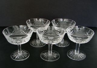 5 Lismore By Waterford Crystal Cut Glass Champagne/tall Sherbet Ireland Signed