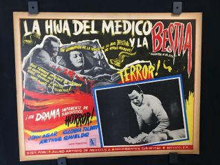 1957 Daughter Of Dr.  Jekyll Horror Authentic Mexican Lobby Card Art 16 " X12 "