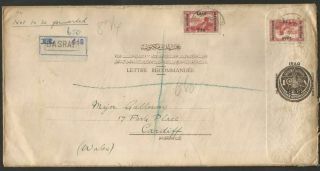 Iraq British Occupation - Registered Stationery Cover Basra To Cardiff